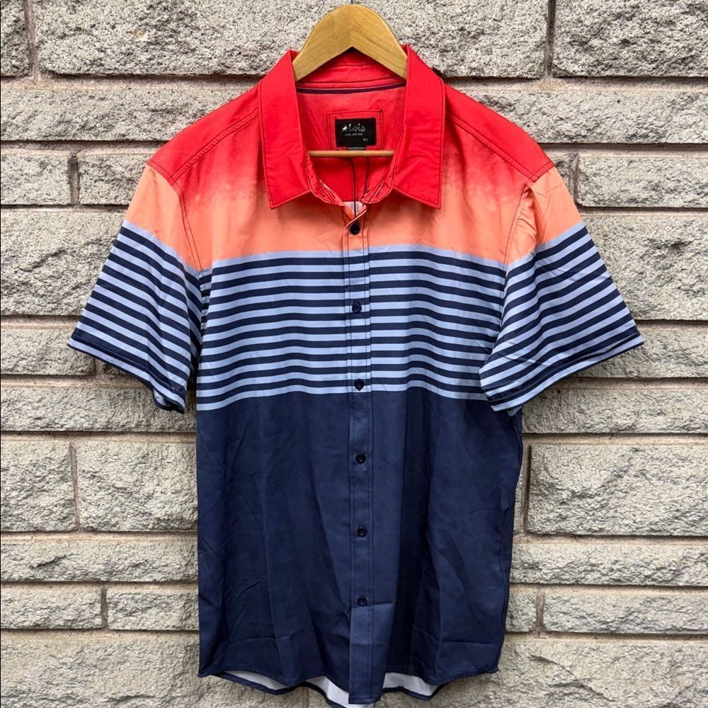 Stylish Red and Navy Striped Men's Shirt